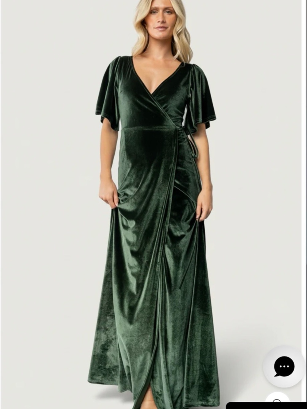 Baltic Born Sage Green Velvet Wrap Maxi Dress